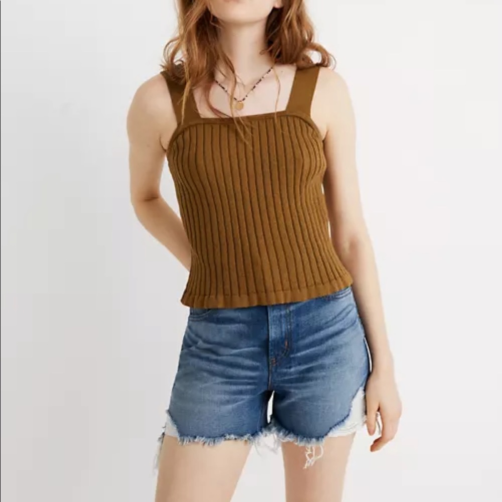Madewell Tilney Ribbed Sweater Tank Olive NWOT
